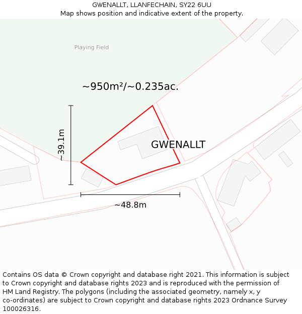 GWENALLT, LLANFECHAIN, SY22 6UU: Plot and title map