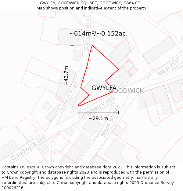 GWYLFA, GOODWICK SQUARE, GOODWICK, SA64 0DH: Plot and title map