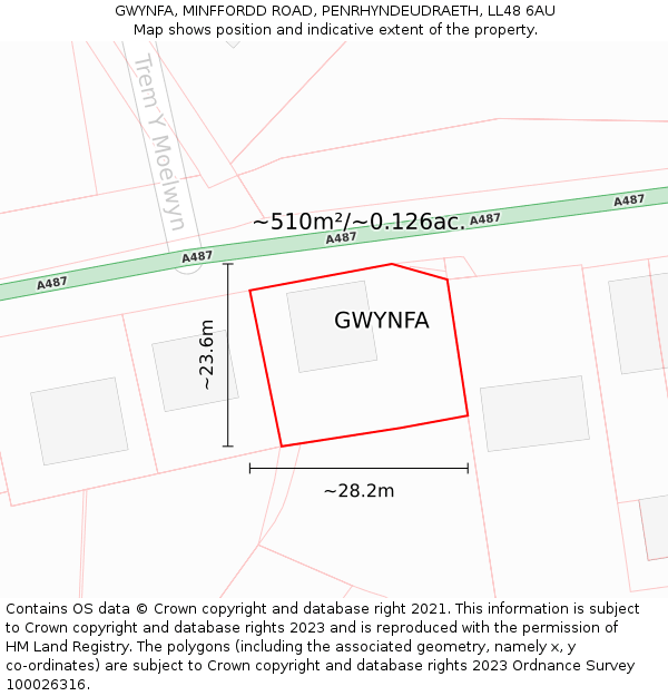 GWYNFA, MINFFORDD ROAD, PENRHYNDEUDRAETH, LL48 6AU: Plot and title map