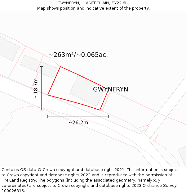 GWYNFRYN, LLANFECHAIN, SY22 6UJ: Plot and title map