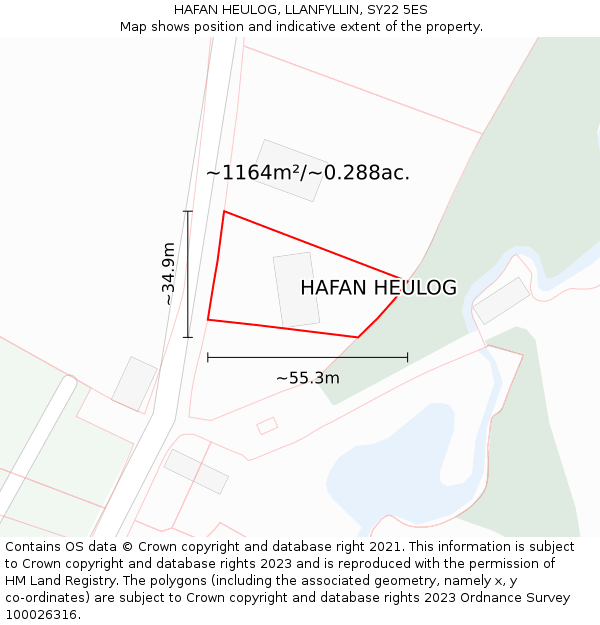 HAFAN HEULOG, LLANFYLLIN, SY22 5ES: Plot and title map