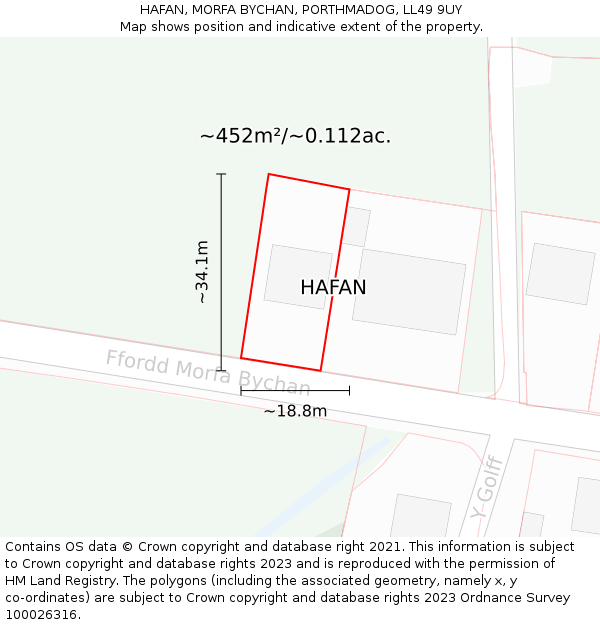 HAFAN, MORFA BYCHAN, PORTHMADOG, LL49 9UY: Plot and title map