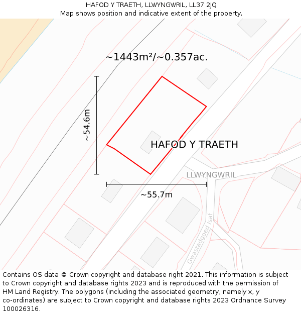 HAFOD Y TRAETH, LLWYNGWRIL, LL37 2JQ: Plot and title map