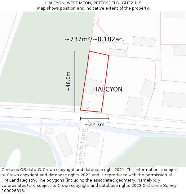 HALCYON, WEST MEON, PETERSFIELD, GU32 1LS: Plot and title map