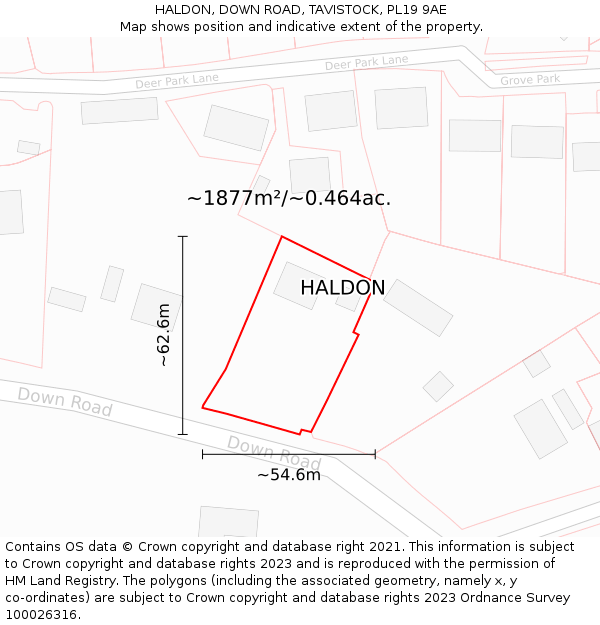 HALDON, DOWN ROAD, TAVISTOCK, PL19 9AE: Plot and title map