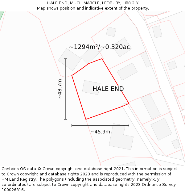 HALE END, MUCH MARCLE, LEDBURY, HR8 2LY: Plot and title map