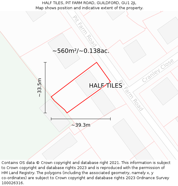 HALF TILES, PIT FARM ROAD, GUILDFORD, GU1 2JL: Plot and title map