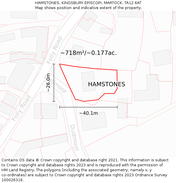 HAMSTONES, KINGSBURY EPISCOPI, MARTOCK, TA12 6AT: Plot and title map