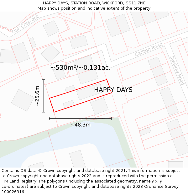 HAPPY DAYS, STATION ROAD, WICKFORD, SS11 7NE: Plot and title map