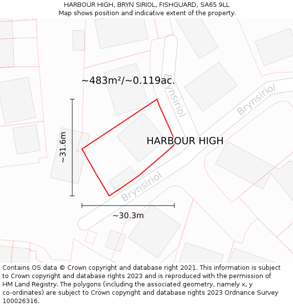 HARBOUR HIGH, BRYN SIRIOL, FISHGUARD, SA65 9LL: Plot and title map