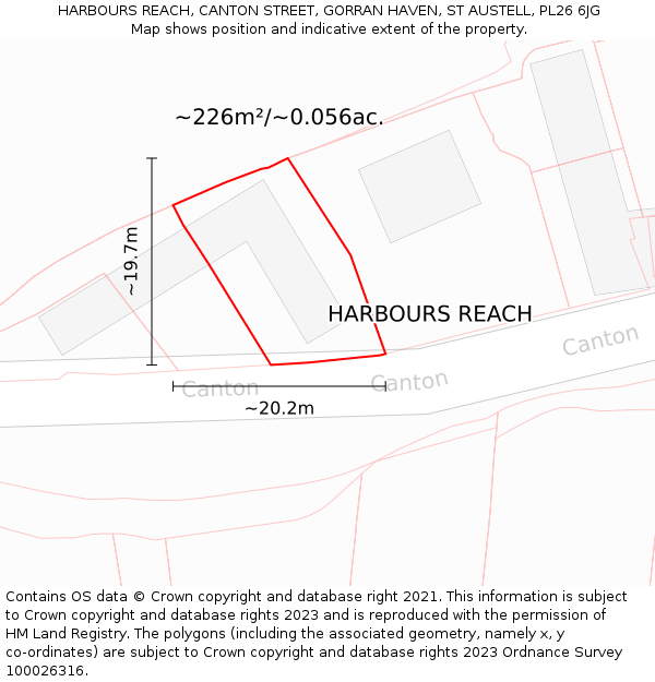 HARBOURS REACH, CANTON STREET, GORRAN HAVEN, ST AUSTELL, PL26 6JG: Plot and title map