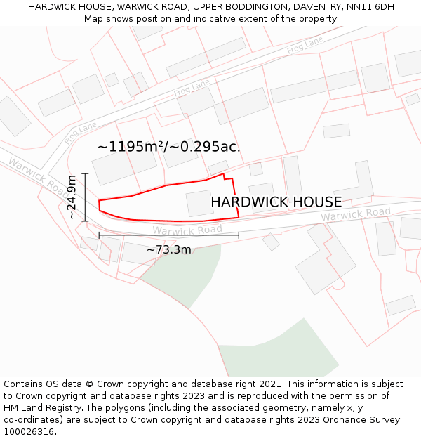 HARDWICK HOUSE, WARWICK ROAD, UPPER BODDINGTON, DAVENTRY, NN11 6DH: Plot and title map