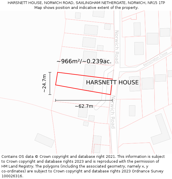 HARSNETT HOUSE, NORWICH ROAD, SAXLINGHAM NETHERGATE, NORWICH, NR15 1TP: Plot and title map