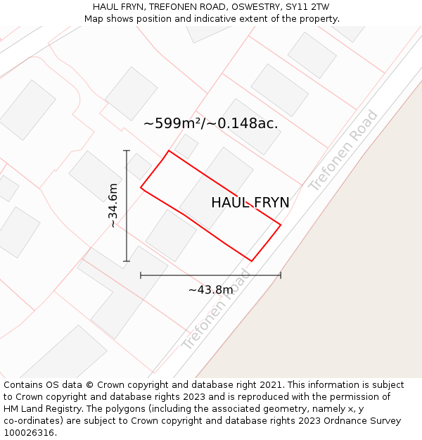 HAUL FRYN, TREFONEN ROAD, OSWESTRY, SY11 2TW: Plot and title map