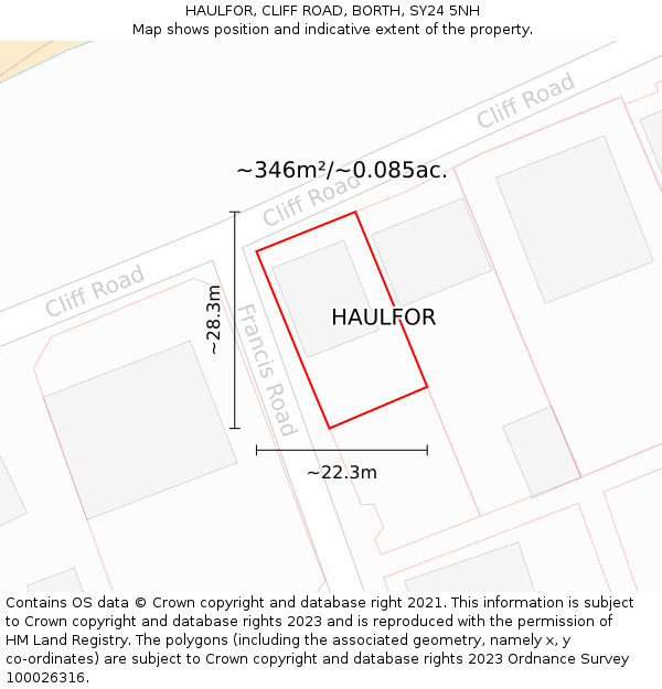 HAULFOR, CLIFF ROAD, BORTH, SY24 5NH: Plot and title map