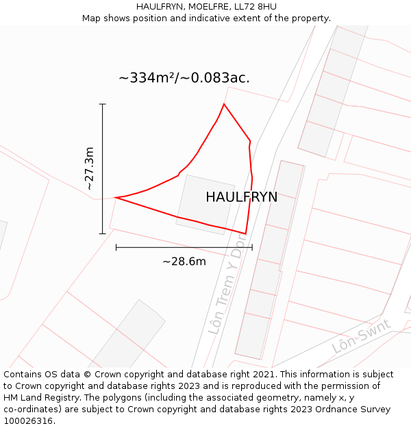 HAULFRYN, MOELFRE, LL72 8HU: Plot and title map