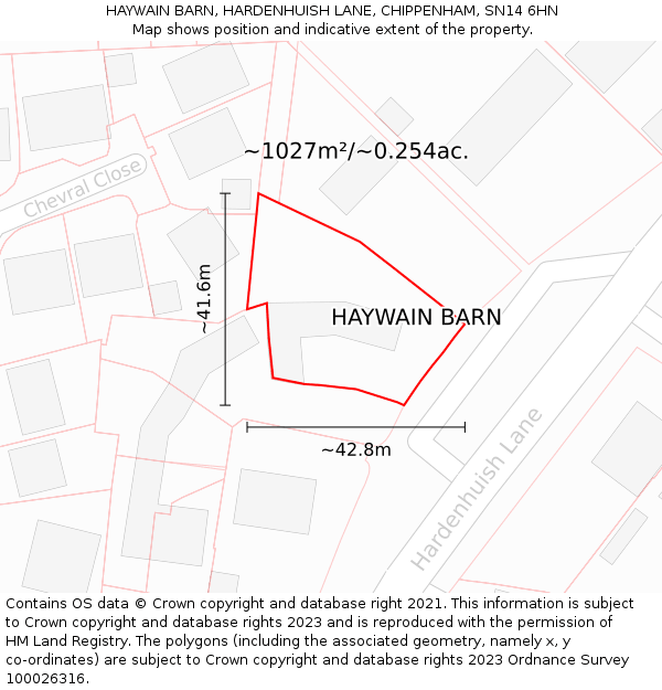 HAYWAIN BARN, HARDENHUISH LANE, CHIPPENHAM, SN14 6HN: Plot and title map