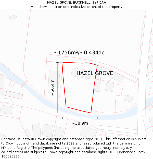 HAZEL GROVE, BUCKNELL, SY7 0AA: Plot and title map