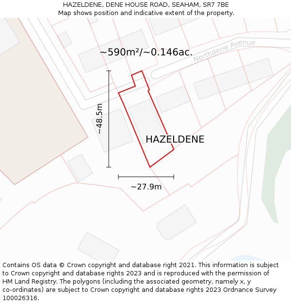 HAZELDENE, DENE HOUSE ROAD, SEAHAM, SR7 7BE: Plot and title map