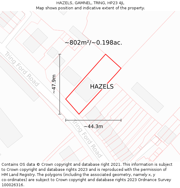 HAZELS, GAMNEL, TRING, HP23 4JL: Plot and title map