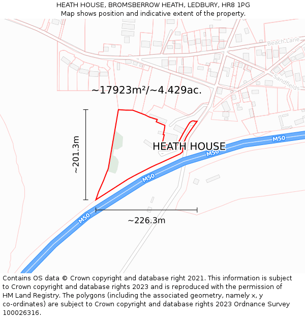 HEATH HOUSE, BROMSBERROW HEATH, LEDBURY, HR8 1PG: Plot and title map