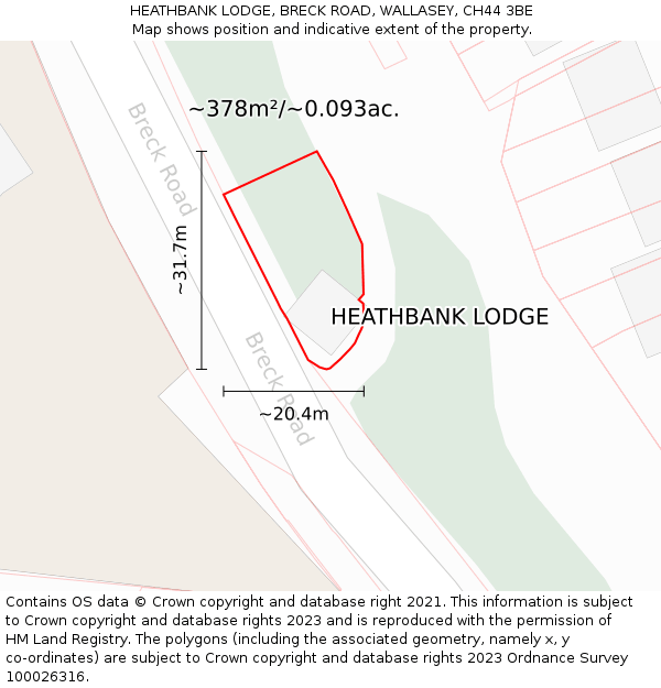 HEATHBANK LODGE, BRECK ROAD, WALLASEY, CH44 3BE: Plot and title map