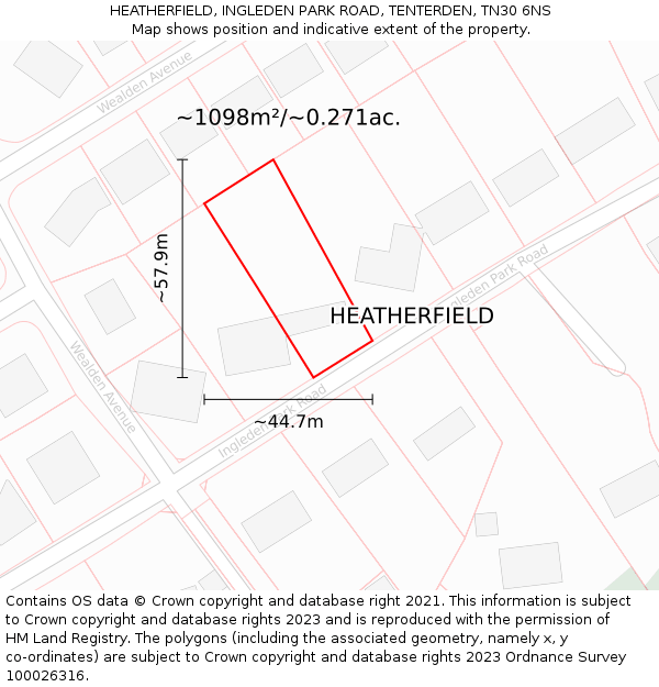HEATHERFIELD, INGLEDEN PARK ROAD, TENTERDEN, TN30 6NS: Plot and title map