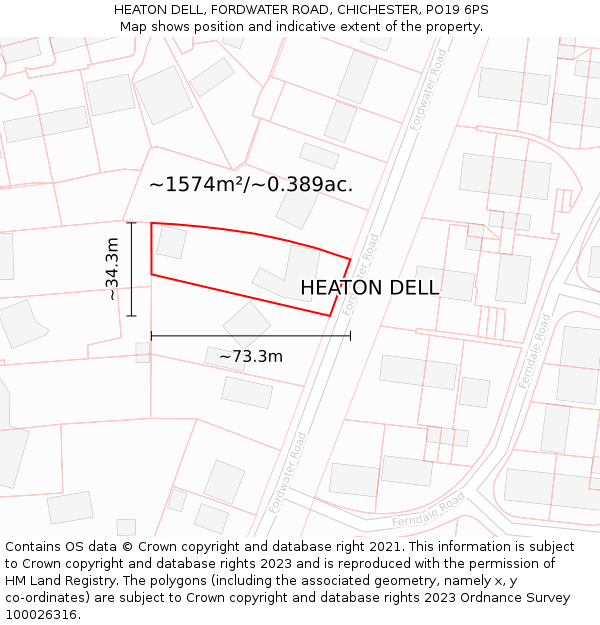 HEATON DELL, FORDWATER ROAD, CHICHESTER, PO19 6PS: Plot and title map