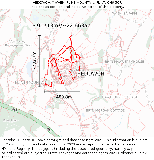 HEDDWCH, Y WAEN, FLINT MOUNTAIN, FLINT, CH6 5QR: Plot and title map