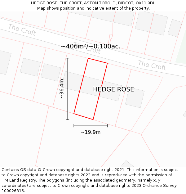 HEDGE ROSE, THE CROFT, ASTON TIRROLD, DIDCOT, OX11 9DL: Plot and title map