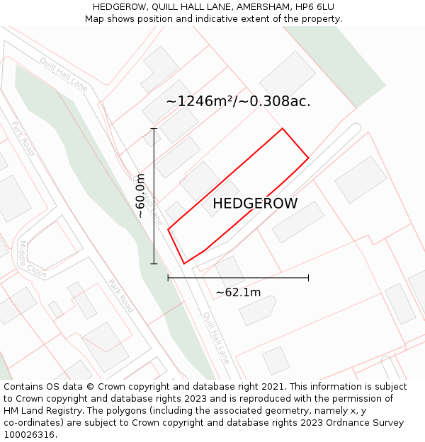 HEDGEROW, QUILL HALL LANE, AMERSHAM, HP6 6LU: Plot and title map