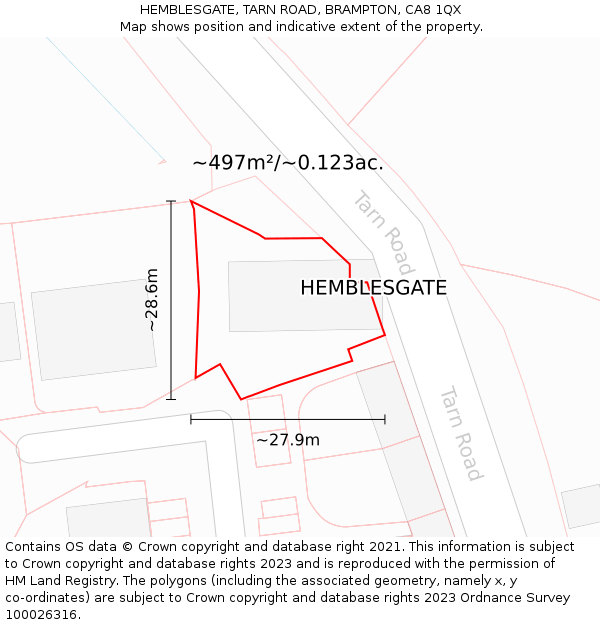 HEMBLESGATE, TARN ROAD, BRAMPTON, CA8 1QX: Plot and title map