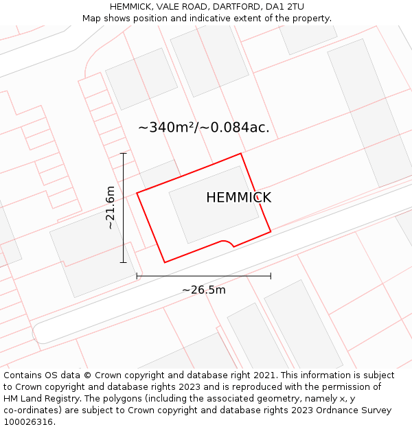 HEMMICK, VALE ROAD, DARTFORD, DA1 2TU: Plot and title map