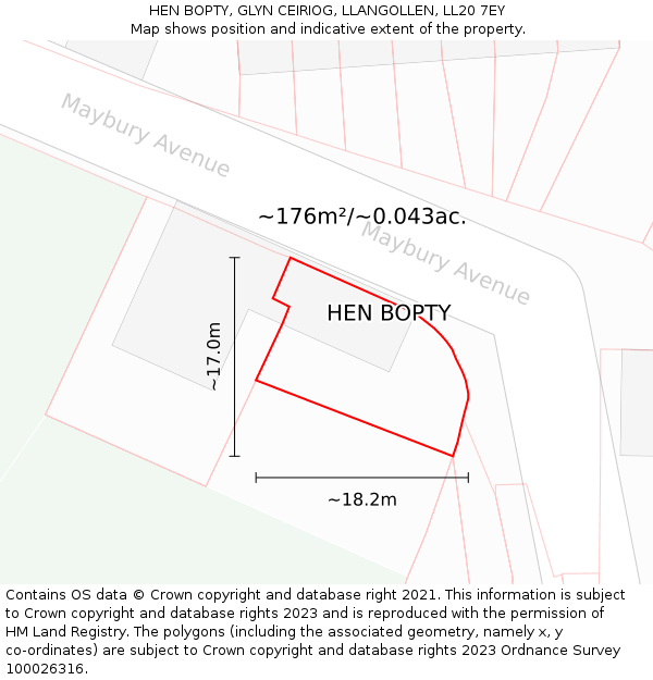 HEN BOPTY, GLYN CEIRIOG, LLANGOLLEN, LL20 7EY: Plot and title map