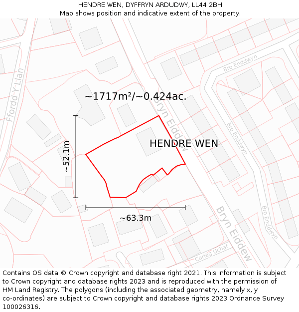 HENDRE WEN, DYFFRYN ARDUDWY, LL44 2BH: Plot and title map