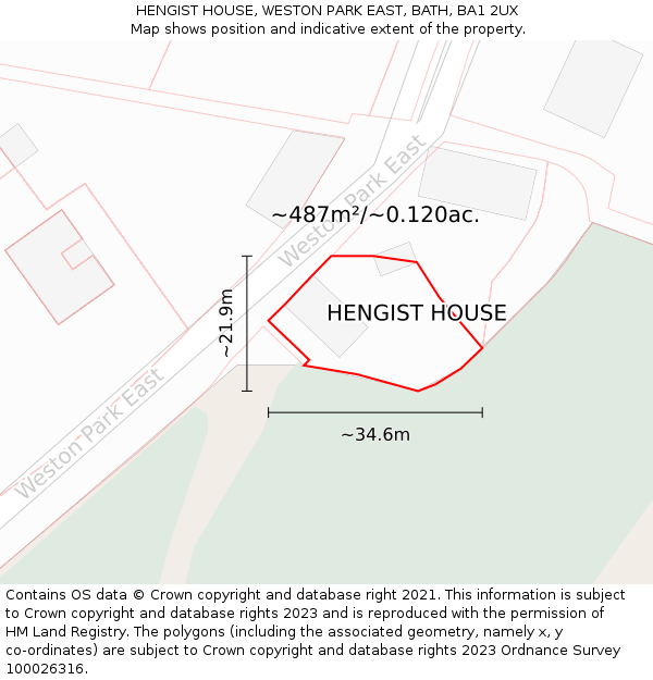 HENGIST HOUSE, WESTON PARK EAST, BATH, BA1 2UX: Plot and title map