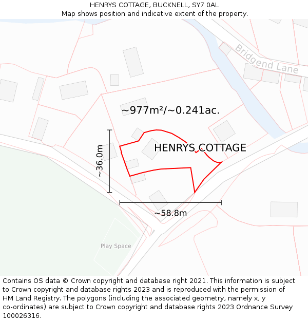 HENRYS COTTAGE, BUCKNELL, SY7 0AL: Plot and title map