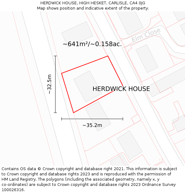 HERDWICK HOUSE, HIGH HESKET, CARLISLE, CA4 0JG: Plot and title map