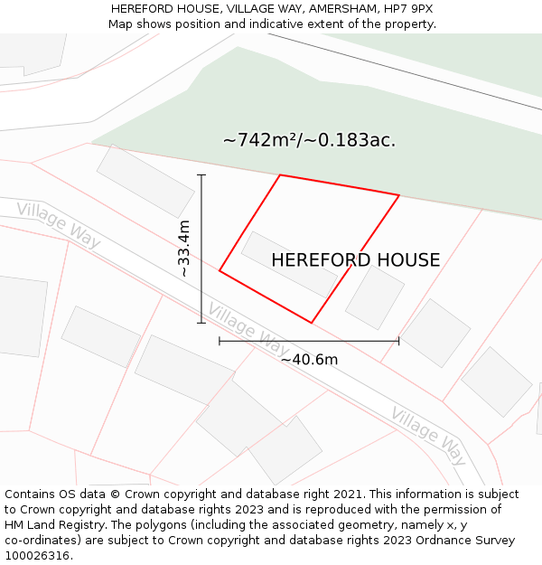 HEREFORD HOUSE, VILLAGE WAY, AMERSHAM, HP7 9PX: Plot and title map