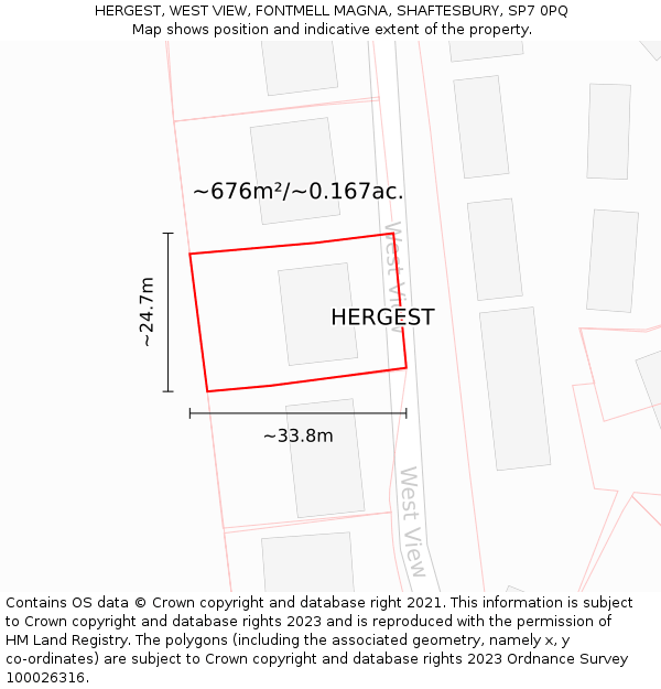 HERGEST, WEST VIEW, FONTMELL MAGNA, SHAFTESBURY, SP7 0PQ: Plot and title map