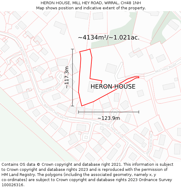 HERON HOUSE, MILL HEY ROAD, WIRRAL, CH48 1NH: Plot and title map
