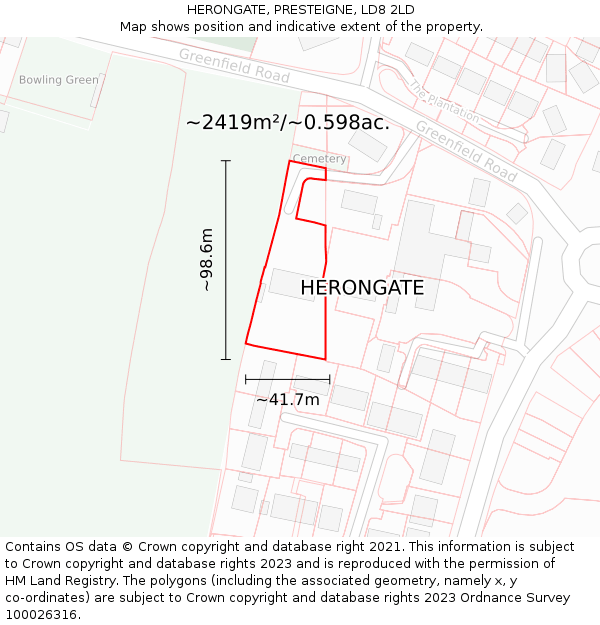 HERONGATE, PRESTEIGNE, LD8 2LD: Plot and title map