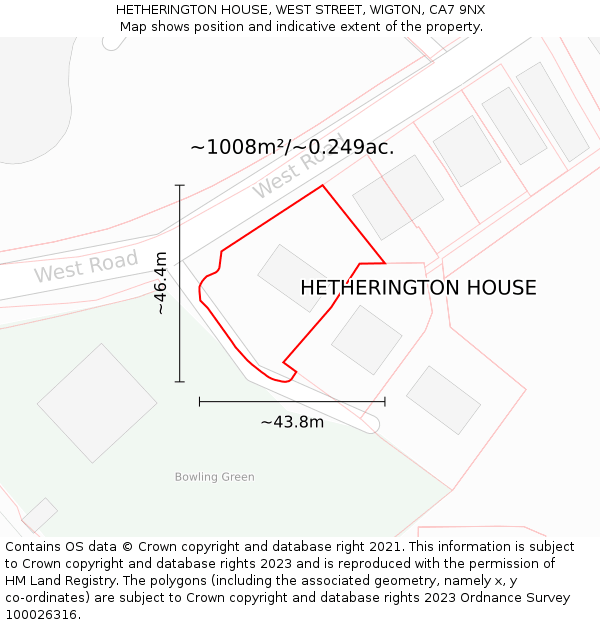 HETHERINGTON HOUSE, WEST STREET, WIGTON, CA7 9NX: Plot and title map