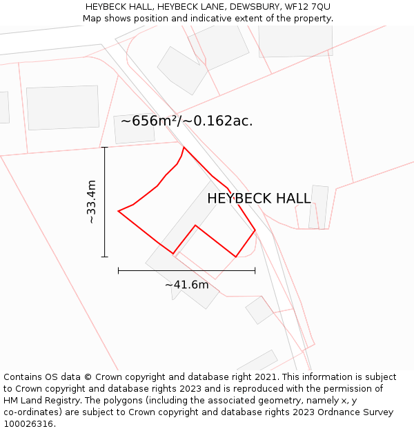 HEYBECK HALL, HEYBECK LANE, DEWSBURY, WF12 7QU: Plot and title map