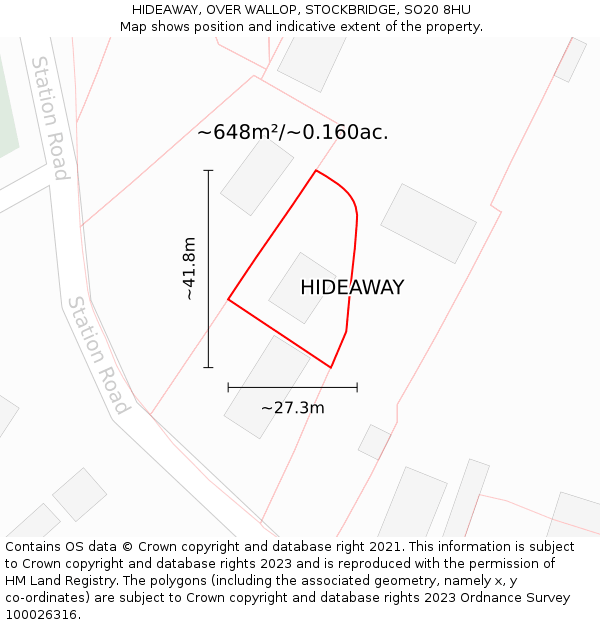 HIDEAWAY, OVER WALLOP, STOCKBRIDGE, SO20 8HU: Plot and title map