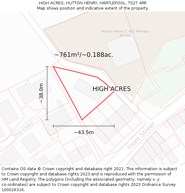 HIGH ACRES, HUTTON HENRY, HARTLEPOOL, TS27 4RR: Plot and title map