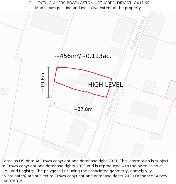 HIGH LEVEL, FULLERS ROAD, ASTON UPTHORPE, DIDCOT, OX11 9EL: Plot and title map