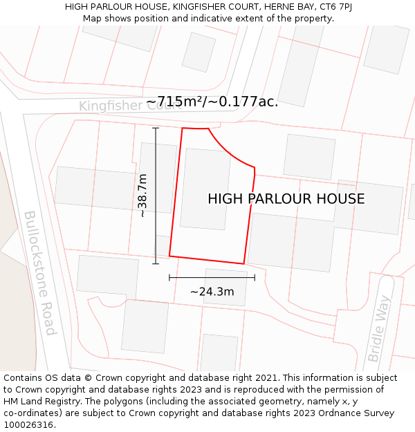 HIGH PARLOUR HOUSE, KINGFISHER COURT, HERNE BAY, CT6 7PJ: Plot and title map