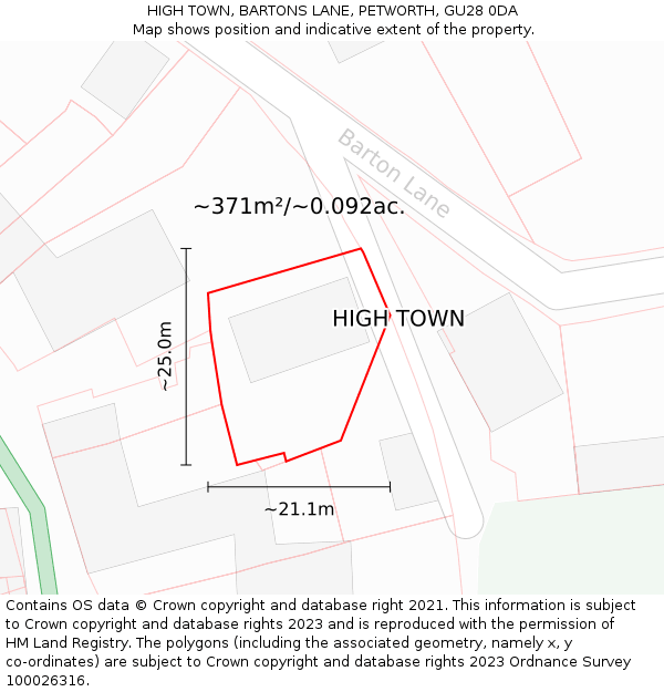 HIGH TOWN, BARTONS LANE, PETWORTH, GU28 0DA: Plot and title map