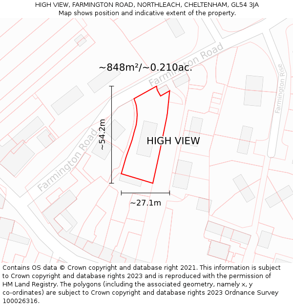 HIGH VIEW, FARMINGTON ROAD, NORTHLEACH, CHELTENHAM, GL54 3JA: Plot and title map